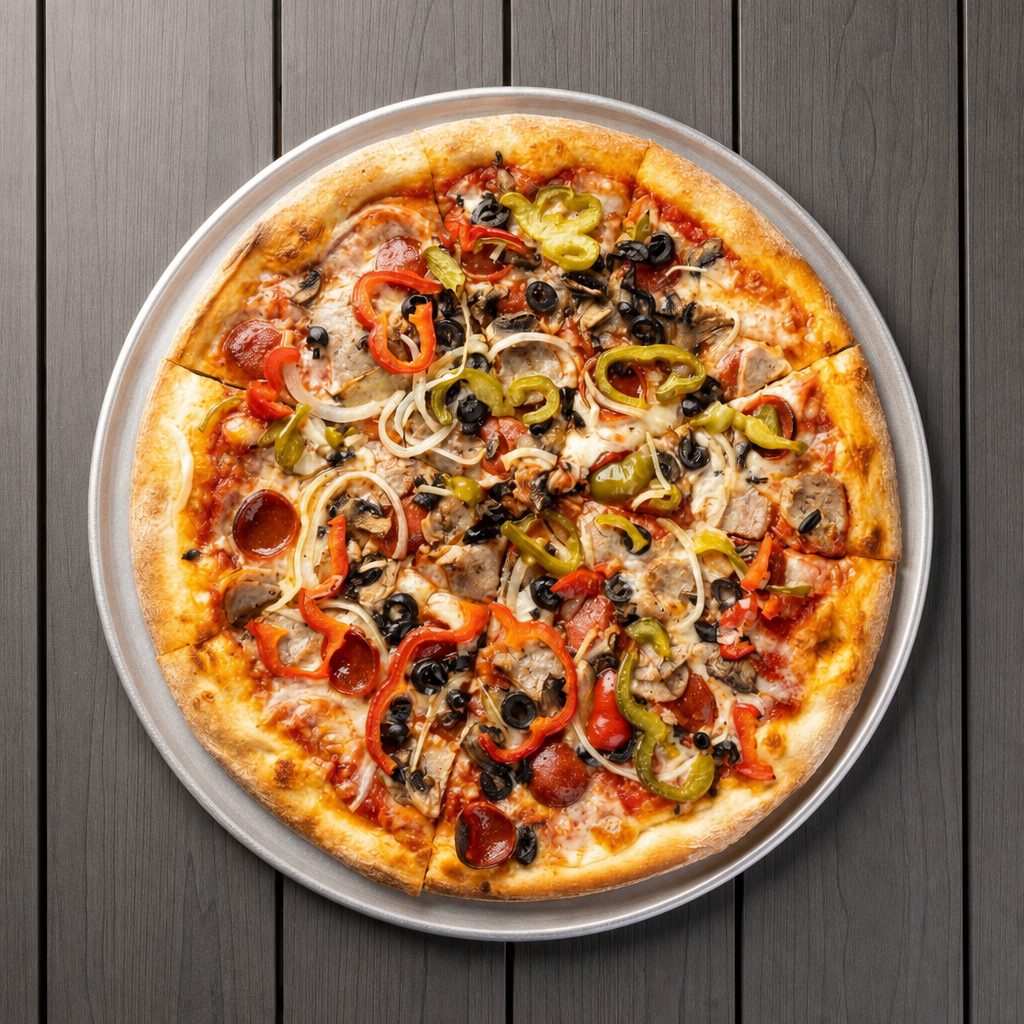 (12in) Supreme Pizza.